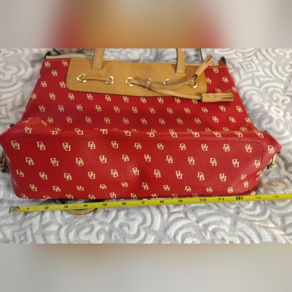Dooney & Burke Red Signature Coated Canvas with Leather Handles and Trim. - Picture 11 of 15
